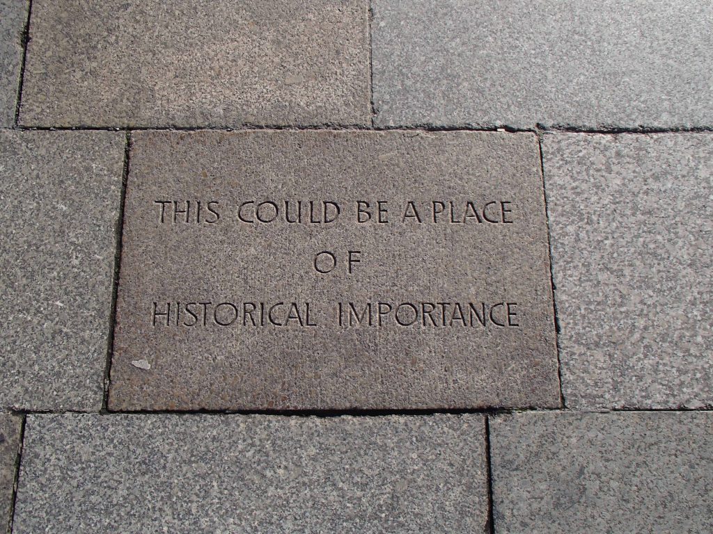 Inscription"This could be a place of historical importance, Cologne Cathedral square