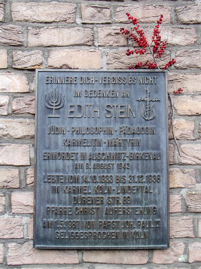 memorial plaque for Edith Stein